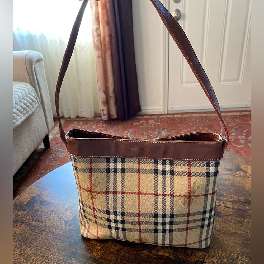 Burberry Beige and Brown Check Shoulder Bag - Picture 1 of 16
